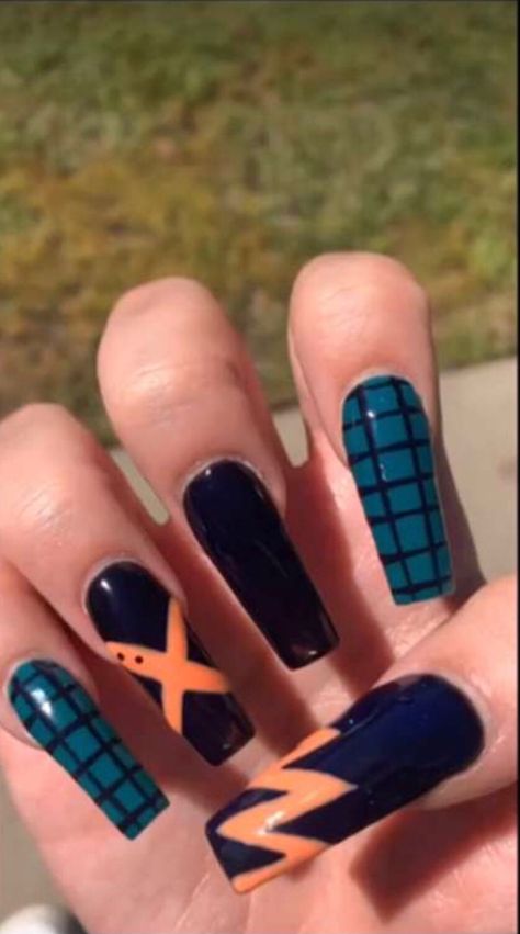 Mha Jewelry, Bakugou Nails, Bakugo Nails, Mha Nails, Anime Fits, Madeline Mcgraw, Anime Nails, Edgy Nails, Stiletto Nails Designs