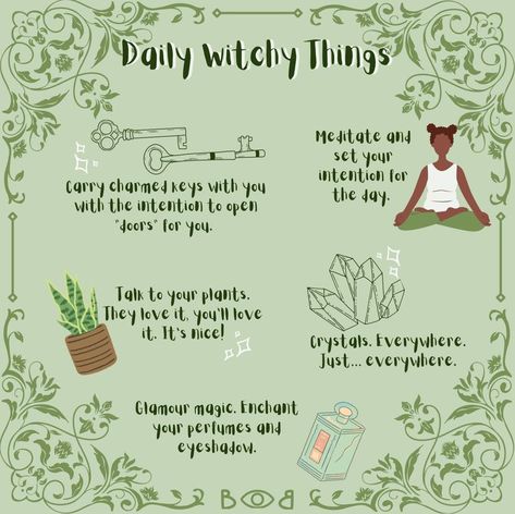 Not all witchy things need to be complicated!!! It can be something as simple as any of these <3 Daily Witchy Things, Simple Witchcraft Rituals, Witchy Habits, Witchy Posters, Witchy Meditation, Witchy Self Care, Simple Witchcraft, Witchy Activities, Daily Witchcraft