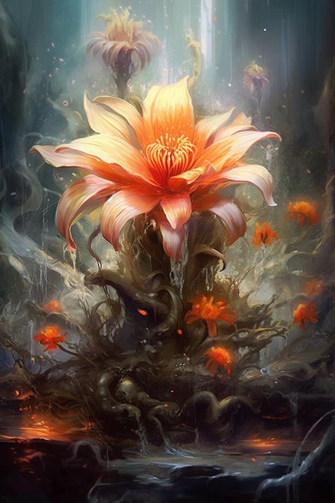 Plants Fantasy Art, Fantasy Plants Concept Art, Mythical Plants, Bio Punk, Dragon Riders, Plant Magic, Poisonous Plants, Paintings Oil, Dragon Rider