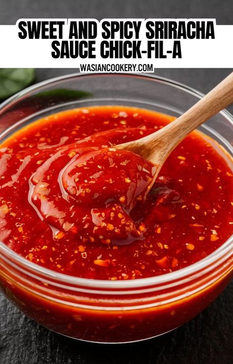 Sweet And Spicy Sriracha Sauce Chick-fil-A Recipe - Wasian Cookery Chick Fil A Sweet And Spicy Sriracha, Sweet And Spicy Sriracha Sauce, Siracha Recipes, Sriracha Sauce Recipe, Sweet N Sour Sauce Recipe, Chick Fil A Recipe, Sweet N Spicy, Chick Fil A Sauce, Homemade Sauce Recipes