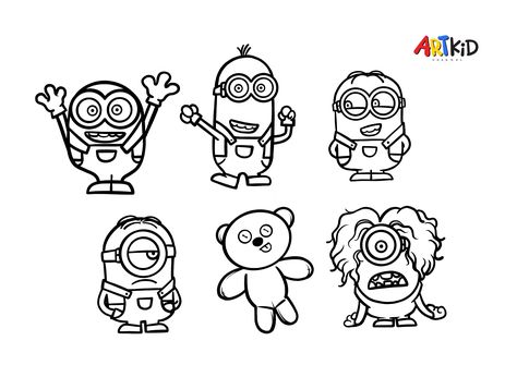 This picture belongs to one of our easy drawing and coloring videos on our YouTube channel. You will find the link to download the high quality outline picture in the description of the video. Minion Outline, Minions Drawing, Minion Tattoo, Minion Drawing, Stylish Illustration, Outline Pictures, Minion Art, Coloring Videos, Tattoo Patterns