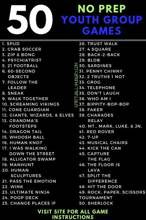Need youth group games? We have 50 of them, and they are all no prep youth group games! Perfect for groups as little as 3 and as big as 100. Check out these 50 no prep youth group games that are not dodgeball! Games Tattoo, Youth Ministry Games, Group Games For Kids, Church Games, Geek House, Youth Group Activities, Church Youth Group, Youth Work, Yw Activities