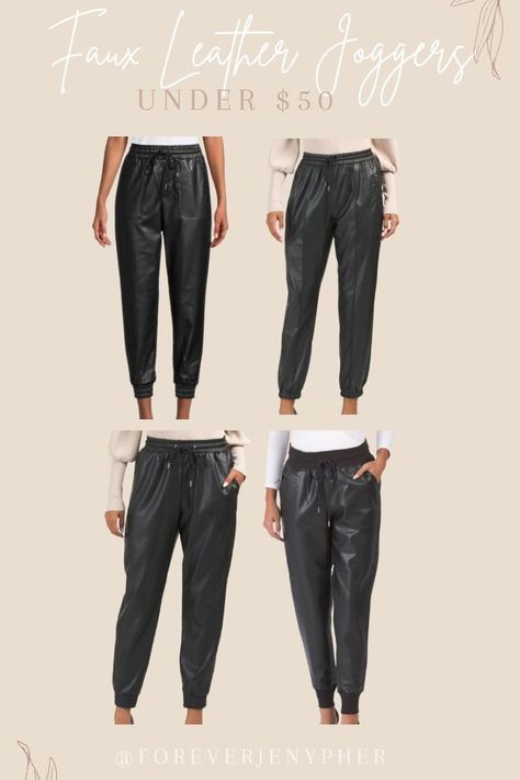 @bcbgmaxazria Faux Leather Joggers under $50, fall outfit inspiration, winter outfit inspiration, date night outfits Black Leather Joggers Outfits, Faux Leather Joggers Outfit, Leather Joggers Outfit, Faux Leather Joggers, Fall Outfit Inspiration, Date Night Outfits, Leather Joggers, Joggers Outfit, Winter Outfit Inspiration