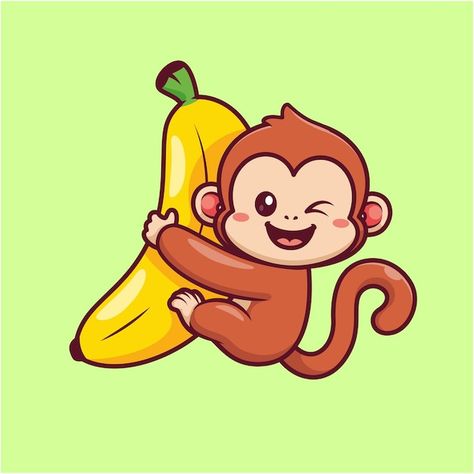 Vector gratuito mono lindo colgando de u... | Free Vector #Freepik #freevector #mono #dibujos-lindos #animado #logo-mono Cute Monkey Cartoon, Monkey With Banana, Banana Cartoon, Monkey Pose, Monkey Hanging, Banana Cakes, Monkey Illustration, Monkey And Banana, Animal Food