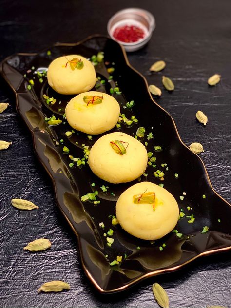 Meghna's Food Magic - Kesar Peda Kesar Peda, Food Magic, Powder Sugar, Cardamom Powder, Healthy Sweets Recipes, Indian Snacks, Milk Powder, Palawan, Healthy Sweets