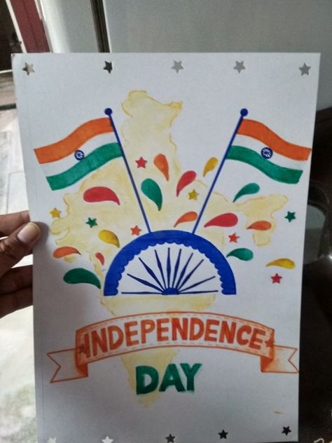 Independence Day India Painting, Independence Day Card Ideas, Independence Day Poster Making, Poster On Independence Day, Independence Day Poster Drawing, Diwali Card Making, Acknowledgments For Project, Heading Design, Independence Day Activities