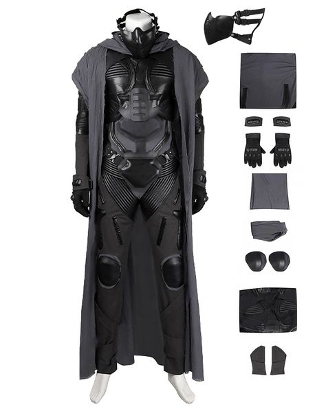 PRICES MAY VARY. [PACKAGE INCLUDING] 1x jumpsuit+ 1x top+ 1x jacket+ 1x scarf+ 1x mask+ 1 pair leg guards+ 1 pair wrist guards+ 1 pair gloves+ 1 pair shoulder armor. The authentic design details in each component, from the mask to the guards, allow for a truly immersive cosplay experience. [FIT FOR EVERYONE] With SIZES ranging from XS to 3XL, our costume is designed to accommodate fans of all shapes and sizes, ensuring a comfortable and flattering fit that enhances the overall cosplay experience Reaper Cosplay, Post Apocalyptic Outfit, Costume With Mask, The Mask Costume, Mask Men, Inspiration Designs, Constantine The Great, Black Armor, Paul Atreides