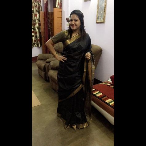 Black saree golden border Black Saree With Golden Border, Saree Golden, Golden Border, Black Saree, Ethnic Dress, Saree Blouse Designs, Saree Blouse, Blouse Designs, Saree