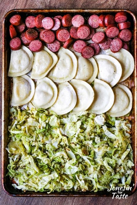 Sheet Pan Kielbasa, Kielbasa And Pierogies, Fried Empanadas, Polska Kielbasa, Recipe Sheet, Easy Sheet Pan Dinners, Sheet Pan Suppers, Sheet Pan Dinners Recipes, Cabbage Recipe