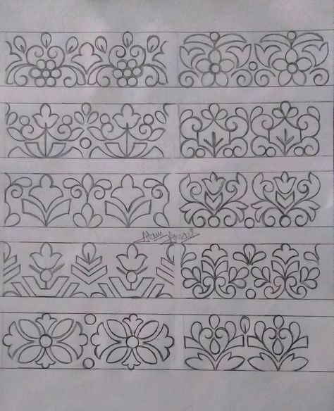 Saree Boder Degin, Border Khaka Designs, Border Sketch Design, Saree Border Designs Embroidery, Border Embroidery Designs By Hand, Saree Border Designs Drawing, Border Embroidery Designs Patterns, Traditional Border Design, Border Design Saree