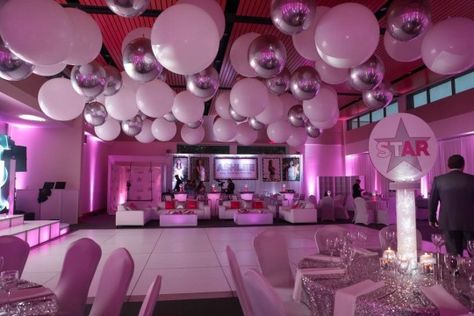 Sparkle Balloons, Quinceañera Decorations, Led Uplighting, Outside Birthday, Party Event Decor, Balloon Dance, Party Rooms, Crystal Trees, Silver Balloons