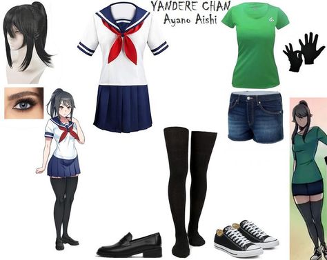 Ayano Aishi Outfit, Simple Anime Cosplay Outfits, Yandere Simulator Outfits, Yandere Outfit Ideas, Closet Cosplay Ideas Anime, Yandere Outfits, Ayano Cosplay, Closet Cosplay Ideas, Ayano Aishi Cosplay