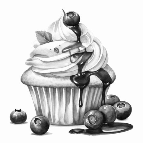 Dessert Sketch, Still Life Pencil Shading, Cupcake Painting, Desserts Drawing, Abstract Pencil Drawings, Cake Drawing, Graphite Art, Perspective Drawing Architecture, Gcse Art Sketchbook