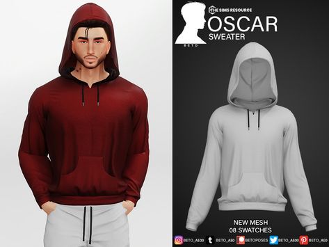 The Sims Resource - Oscar (Sweater) Male Hoodie, Sims 4 Men Clothing, Sims 4 Male Clothes, Sims 4 Challenges, Sims4 Clothes, Los Sims, Cc Sims, Ts4 Cc, Sims 4 Clothing