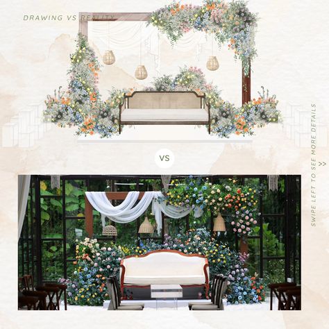 Turning wedding dreams into reality Our newlyweds have requested a green base with a combination of flowers for their dais setup, beautifully complemented by an outside glassroom view. With our 3D design proposal, our dedicated decorators at Rumah Dusun are committed to making their dream wedding come true, creating a stunning and unforgettable celebration. From the wedding of Aizat x Mahi Photo by : @artisan.foto Decor : @riasan.my Mua : @shafeqahayub Let us turn your dreams into real... Indian Wedding Color Schemes, Wedding Dais, Balloon Birthday Themes, Engagement Stage Decoration, Nikah Decor, Events Decorations, Turn Your Dreams Into Reality, Wedding Stage Backdrop, Reception Backdrop