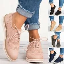 Women Brogues Flat Sole Shoe Ladies Lace Up Oxfords Casual Round Toe Sneakers | eBay Flat Oxford Shoes, Flats Shoes Comfortable, Women Flats, Lace Up Flats, Sporty Casual, Womens Summer Shoes, Casual Sneakers Women, Flats Shoes, Casual Shoes Women