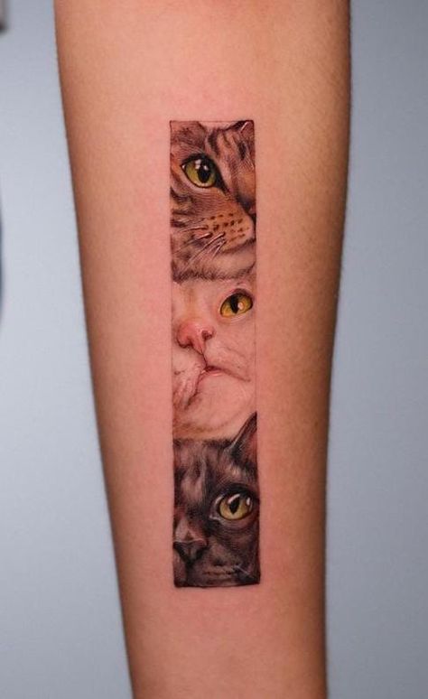 Cat And Dog Tattoo, Cat Portrait Tattoos, Cat Tattoo Simple, Nice Tattoos, Anklet Tattoos, Manga Tattoo, Ninja Art, Cat Tattoos, Cat Tattoo Designs