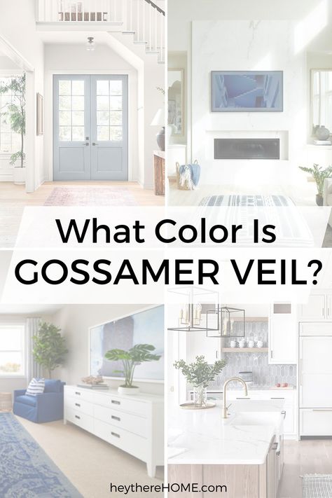 The greige paint trend is still going strong because it’s timeless and sophisticated. Let's explore Sherwin Williams Gossamer Veil and see if this great neutral greige might be what you’re looking for. Gossamer Veil Sherwin Williams Living Room, Glossier Veil Sherwin Williams, Gossamer Veil Color Scheme, Gossamer Veil Sherwin Williams Walls, Gossamer Veil Color Palette, Gossamer Veil Coordinating Colors, Gossamer Veil Paint, Sw Gossamer Veil, Gossamer Veil Sherwin Williams