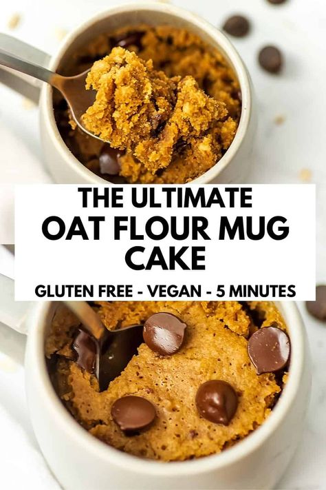 Single Serve Oat Flour Cookie, Oat Flour Mug Cake, Oat Mug Cake, Simple Mug Cake, Oat Flour Cake, Mug Cake Vegan, Mug Cookie Recipes, Healthy Oat Cookies, Oat Chocolate Chip Cookies