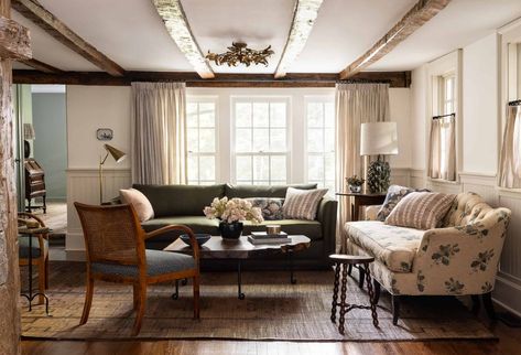 Heidi Callier, Heidi Caillier, Cozy Sitting Room, Light Gray Cabinets, Country Cottage Decor, New York Homes, New Interior Design, Chair Rail, Inviting Home