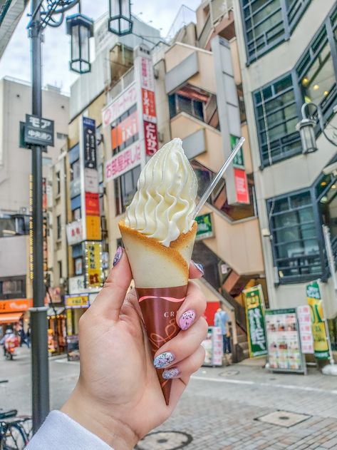 Cremia in Shinjuku Tokyo Cremia Ice Cream, Cake In A Cone, Ice Cream Place, Japan Bucket List, Aesthetic Foods, Matcha Ice Cream, Tokyo Milk, Shinjuku Tokyo, Serve Ice Cream