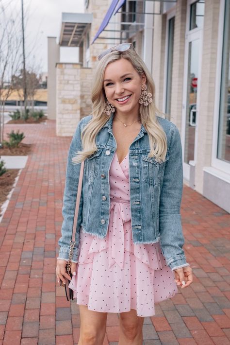 Denim and pink outfit