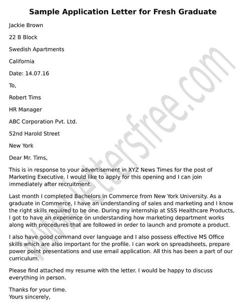 tips to Write a formal application letter as fresh graduate for any position using the sample letter. Use the sample format for application to create a personalized draft. Formal Letter Writing Examples For Job, Application Letter For Fresh Graduate, Simple Job Application Letter, Application Letter For Employment, Simple Application Letter, Job Application Letter Sample, Writing An Application Letter, Formal Letter Writing, Graduation Letter