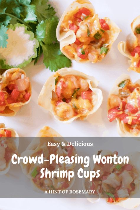 Wonton Shrimp, Wonton Wrapper Recipes Appetizers, Shrimp Cups, Wonton Cups Appetizers, Wonton Appetizers, Quick Appetizer Recipes, Wonton Wrapper Recipes, Shrimp Wonton, Wonton Cups