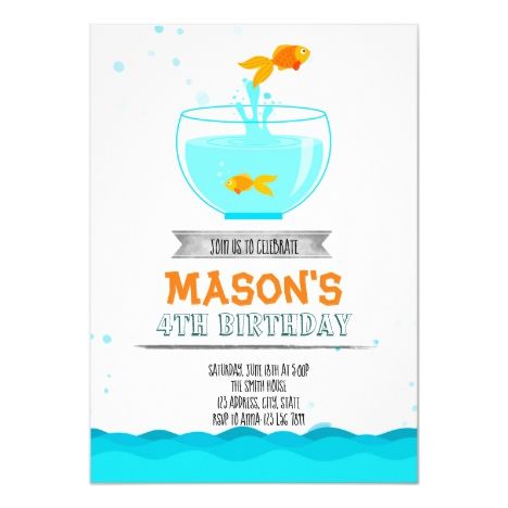 Goldfish party birthday invitation Goldfish Party, Fishing Birthday Invitations, Fishing Party, Fishing Birthday, Invitation Sizes, Party Birthday, 4th Birthday, Birthday Girl, Goldfish