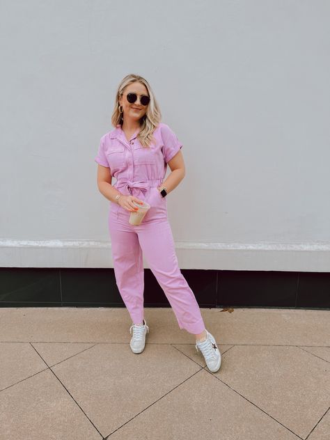 Target Boiler Suit, Boiler Suit Outfit, Pink Boiler Suit, Pink Outfit Casual, Jean Jumpsuit Outfit, Pink Jumpsuits Outfit, Coverall Outfit, Target Jumpsuit, Purple Jumpsuit