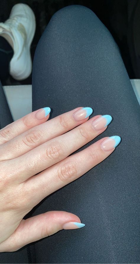 Aqua French Tip Nails, Teal French Tip Nails, Light Blue French Tips, Mexico Nails, Light Blue Nail Designs, Kids Nail Designs, Blue French Tips, Teal Nails, Light Blue Nails