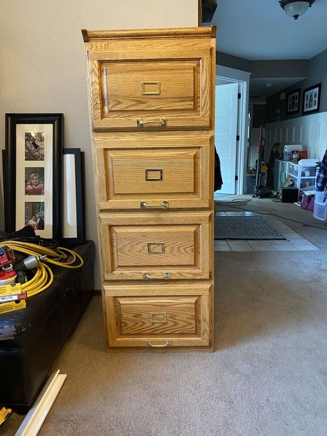 Wood File Cabinet Makeover, Wall Vase Decor, Refinished Dresser, Diy File Cabinet, Boys Room Diy, File Cabinet Makeover, Dresser Diy, Wine Bottle Wall, Wine Bottle Vases