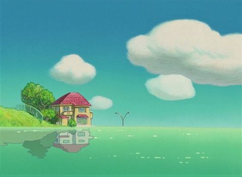 Ponyo Landscape, Studio Ghibli Ponyo, Ghibli Ponyo, 3d Diorama, Card Inspo, Playlist Covers, Macbook Wallpaper, Art References, Studio Ghibli