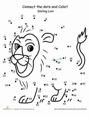 First Grade Counting Animals Dot-to-Dots Worksheets: Connect the Dots: Lion Dot To Dot Puzzles, Dot To Dot Printables, Cub Scout Activities, First Grade Math Worksheets, Dots Game, Dots Free, Dot Worksheets, First Grade Worksheets, Scout Activities