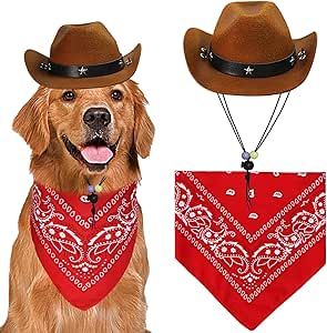 Cowboy Costume Halloween, Dog Pirate Costume, Dog Cowboy Hat, Funny Dog Halloween Costumes, Halloween Costumes Dog, Dog Cowboy, Dog Costumes Funny, Halloween Dog Bandana, Bat Costume