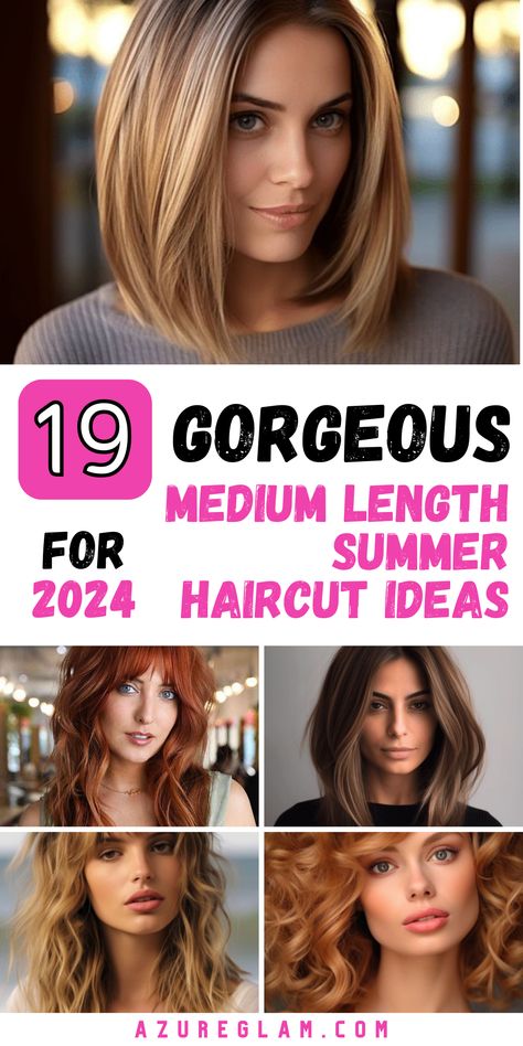 Get inspired for a fabulous summer with our top picks for 19 trendsetting medium-length summer haircut ideas. Medium-length hair offers endless styling options, including adding bangs or experimenting with highlights for brown hair. Explore a variety of hairstyles for women and find the perfect one to make your summer unforgettable. Step into the warmth of the season with these trendy haircut ideas that exude style and confidence. Medium Length Hairstyles Thick Hair, Haircut For Summer 2024, Hairstyles For 38 Year Old Women, Medium Hairstyle Women Blonde, Confident Hairstyles For Women, Popular Medium Length Haircuts 2023, Spring Haircuts Medium, Ladies Medium Length Haircuts, Medium Thick Hair Styles For Women