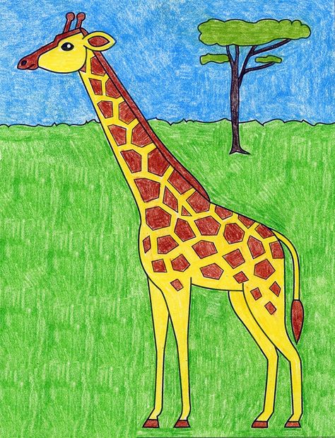 How to Draw a Giraffe Easy · Art Projects for Kids Easy Giraffe Drawing, Aril Tatum, Giraffe Drawing, Giraffe Pictures, Giraffe Painting, Cartoon Giraffe, Elephant Drawing, Giraffe Art, Easy Art Projects