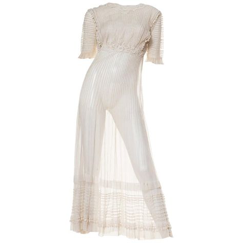 1900s Dress, Edwardian Gowns, Low V Neck Dress, Layered Chiffon Dress, Beaded Flapper Dress, Tea Gown, Bridal Gowns Vintage, Deco Dress, Dress With Lace Trim