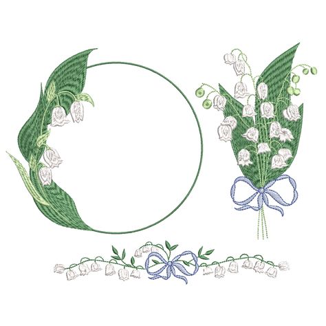 Lily Of The Valley Embroidery Design, Monogram Wreath, Lily Of The Valley, Machine Embroidery Design, The Valley, Design Bundles, Machine Embroidery Designs, Embroidery Design, Embroidery Patterns