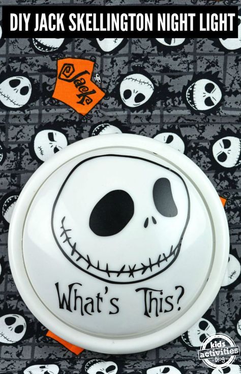 Make Your Own Jack Skellington Night Light Kids Activities Blog Jack Skellington Lights, Diy Jack Skellington, Easy Halloween Recipes, Easy Halloween Treats, Oreo Treats, Dogs Halloween, Diy Halloween Crafts, Light Bulb Ornaments, Diy Halloween Costumes For Kids