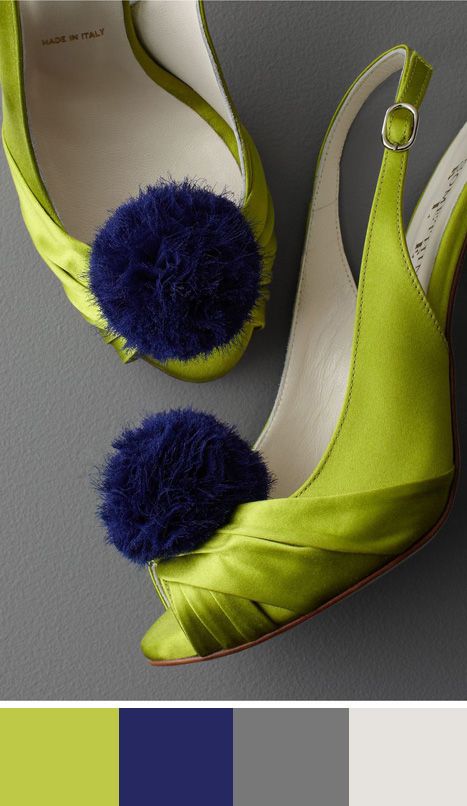 Spunky chartreuse and navy heels. Found on bhldn #colorpalette #chartreuse #weddingshoes Lime Palette, Navy Heels, Chartreuse Color, Bridal Flats, Anthropologie Wedding, Color Palette Design, Colour Board, Shoe Clips, Colour Schemes