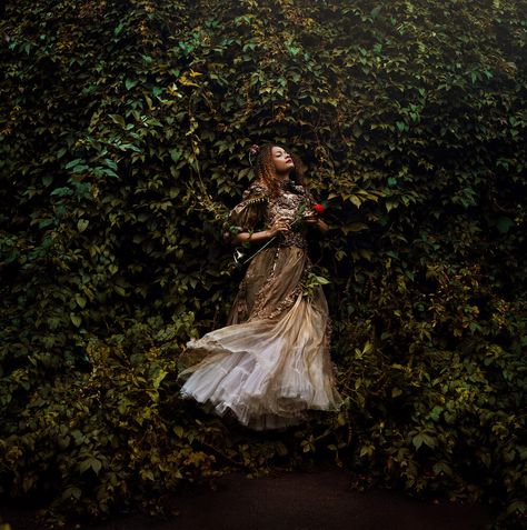 Bella Kotak, Fantasy Photoshoot, Bronze Dress, Art Forest, Structured Dress, Fantasy Photography, Fairytale Fantasy, Forest Photography, Art Fashion