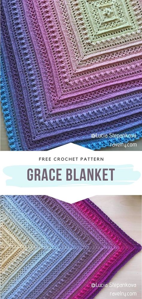 Charming Ombre Afghans with Free Crochet Patterns Variated Yarn Crochet Blanket, Blanket In The Round Crochet, Crochet Blanket Free Pattern Modern, 6 Day Blanket Crochet Pattern, Crochet Row Patterns, Lap Blanket Crochet Pattern Free, Crocheted Afghans Free Patterns, Motif Mandala Crochet, Modern Haken