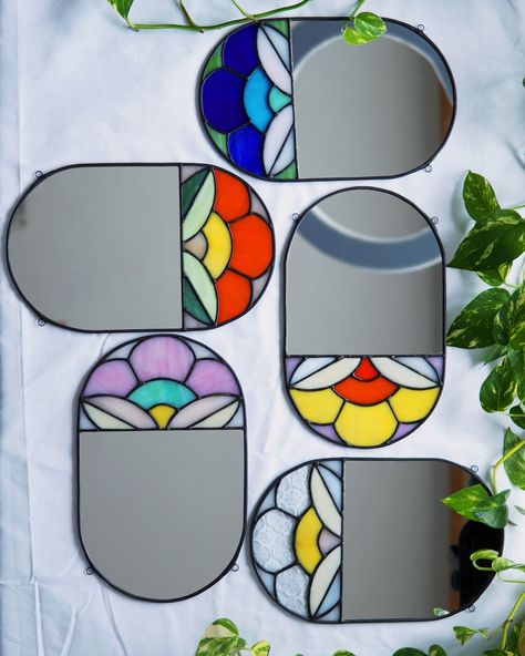 AVAILABLE - Mirror, Mirror on the wall, who's the fairest of them all? 🪞🤍 #stainedglass #stainedglassart #stainedglassartist #glassart #glassartist #tiffanyglass Stain Glass Mirror, Mirror Stained Glass, Stained Glass Mosaic Mirror, Stained Glass Flower, Stained Glass Mirror, The Fairest Of Them All, Flower Mirror, Mirror Mirror On The Wall, Fairest Of Them All