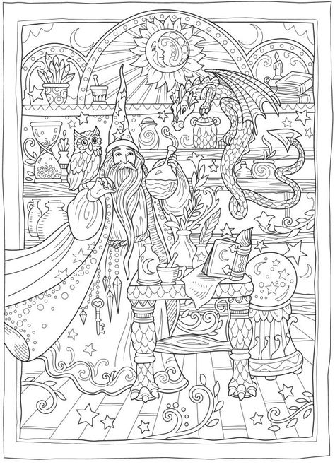 Colouring Patterns, Dover Coloring Pages, Marjorie Sarnat, Creative Haven Coloring Books, Coloring Pages For Grown Ups, Whimsical Art Paintings, Coloring Pages Inspirational, Detailed Coloring Pages, Dover Publications