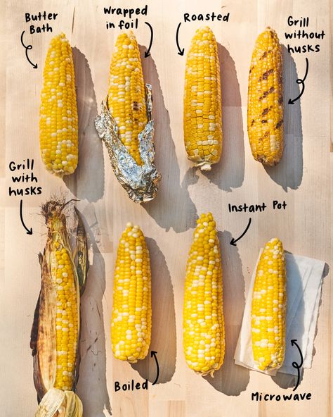 We Tried 8 Methods for Cooking Corn on the Cob and Found a Clear Winner | Kitchn Best Corn On The Cob Recipe, Cooking Corn On The Cob, Cooking Corn, Corn In The Oven, Oven Roasted Corn, Buttery Corn, Shucking Corn, Bbq Corn, Seasoned Corn