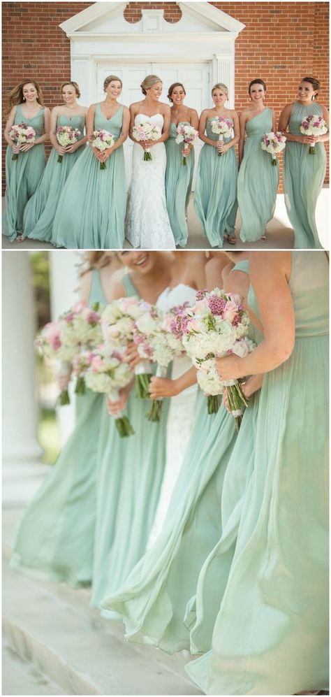 Green Chiffon Bridesmaid Dress, Mint Green Bridesmaids, Mint Green Bridesmaid Dresses, Mint Bridesmaid, Mint Bridesmaid Dresses, Convertible Bridesmaid Dress, Sleeveless Bridesmaid Dresses, Green Dresses, Green Bridesmaid