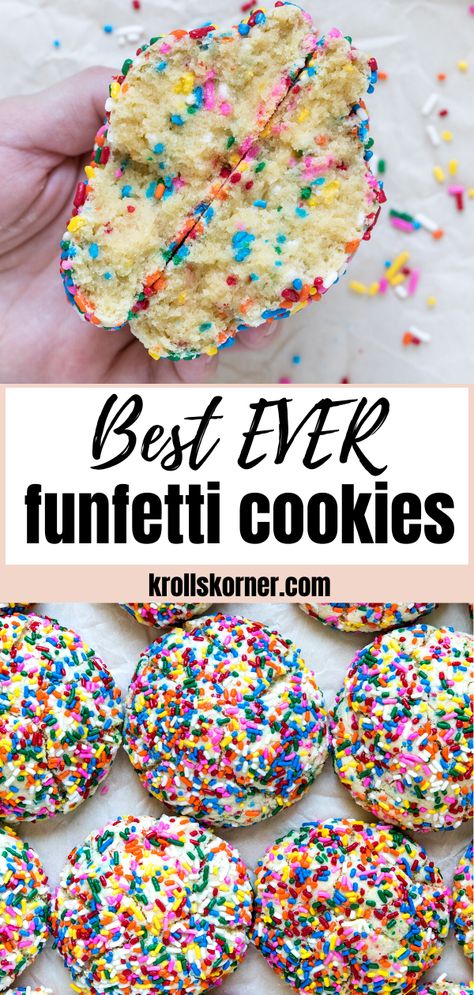 Pound Cake Cookies Recipes, Thick Cookie Recipes, Trash Cookies, Funfetti Cookie Recipe, Sprinkle Cookies Recipe, Big Cookies, Confetti Cookies, Cookie Board, Cake Batter Cookies