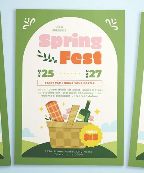 Spring Fest Flyer Template AI, PSD Fundraiser Flyer Design, Spring Flyer Design, Spring Design Poster, Spring Event Poster, Flyer Design Layout Templates, Flyer Design Inspiration Creative Ideas, Workshop Flyer Design, Spring Poster Design, Spring Advertising