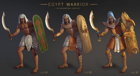 ArtStation - Egyptian Characters, Rainer Petter Egypt Warrior, Egyptian Character Design, Egyptian Warrior, Egypt Concept Art, Egyptian History, Ancient Egyptian Art, Armor Concept, Historical Pictures, Egyptian Art